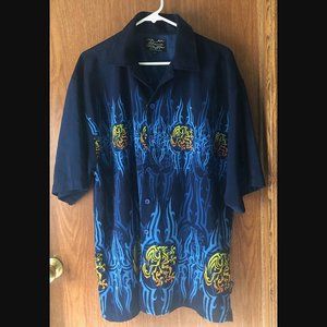 MECCA Dragon Button Down Short Sleeve Shirt